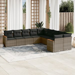 Maison exclusive - salon de jardin avec coussins 10 pcs gris résine tressée