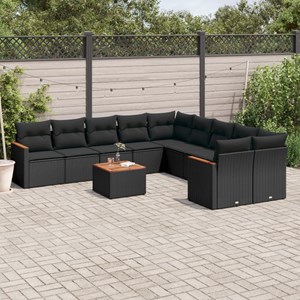 Maison exclusive - salon de jardin 11 pcs avec coussins noir résine tressée