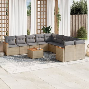 Maison exclusive - salon de jardin 11 pcs avec coussins beige résine tressée
