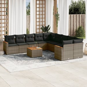 Maison exclusive - salon de jardin 11 pcs avec coussins gris résine tressée