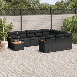 Maison exclusive - salon de jardin 11 pcs avec coussins noir résine tressée