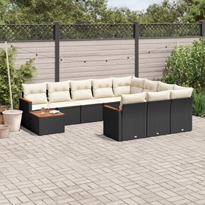 Maison exclusive - salon de jardin 11 pcs avec coussins noir résine tressée