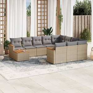 Maison exclusive - salon de jardin 11 pcs avec coussins beige résine tressée