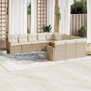 Maison exclusive - salon de jardin 11 pcs avec coussins beige résine tressée
