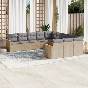 Maison exclusive - salon de jardin 11 pcs avec coussins beige résine tressée