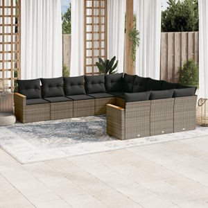 Maison exclusive - salon de jardin 11 pcs avec coussins gris résine tressée