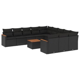 Maison exclusive - salon de jardin 12 pcs avec coussins noir résine tressée