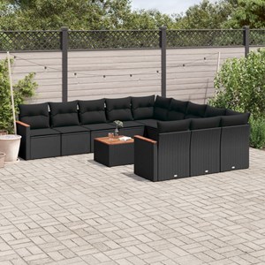 Maison exclusive - salon de jardin 12 pcs avec coussins noir résine tressée