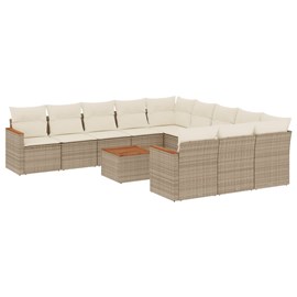 Maison exclusive - salon de jardin avec coussins 12 pcs beige résine tressée