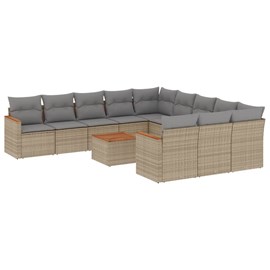 Maison exclusive - salon de jardin avec coussins 12 pcs beige résine tressée