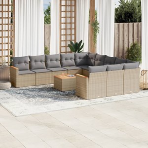 Maison exclusive - salon de jardin avec coussins 12 pcs beige résine tressée