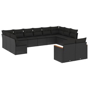 Maison exclusive - salon de jardin 12 pcs avec coussins noir résine tressée