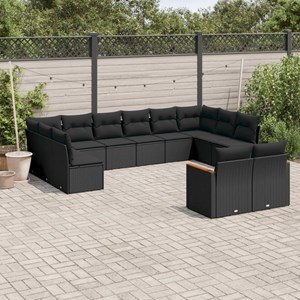 Maison exclusive - salon de jardin 12 pcs avec coussins noir résine tressée