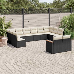 Maison exclusive - salon de jardin 12 pcs avec coussins noir résine tressée