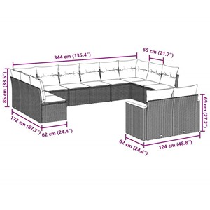 Maison exclusive - salon de jardin 12 pcs avec coussins noir résine tressée