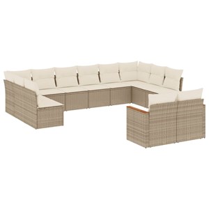 Maison exclusive - salon de jardin avec coussins 12 pcs beige résine tressée