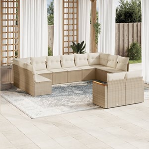 Maison exclusive - salon de jardin avec coussins 12 pcs beige résine tressée