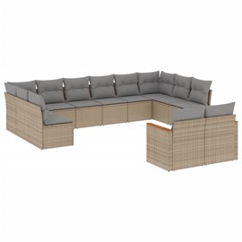 Maison exclusive - salon de jardin avec coussins 12 pcs beige résine tressée