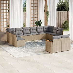 Maison exclusive - salon de jardin avec coussins 12 pcs beige résine tressée