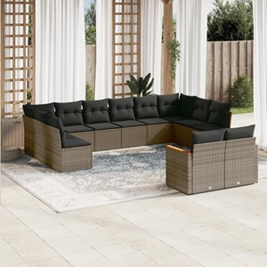 Maison exclusive - salon de jardin avec coussins 12 pcs gris résine tressée