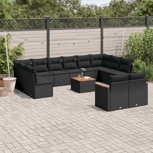 Maison exclusive - salon de jardin avec coussins 13 pcs noir résine tressée