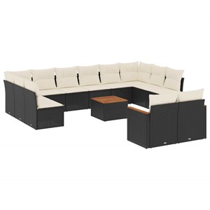 Maison exclusive - salon de jardin avec coussins 13 pcs noir résine tressée