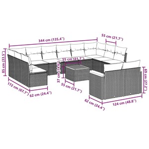 Maison exclusive - salon de jardin avec coussins 13 pcs noir résine tressée