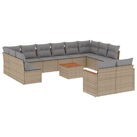 Maison exclusive - salon de jardin avec coussins 13 pcs beige résine tressée