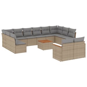 Maison exclusive - salon de jardin avec coussins 13 pcs beige résine tressée