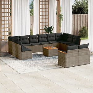 Maison exclusive - salon de jardin avec coussins 13 pcs gris résine tressée