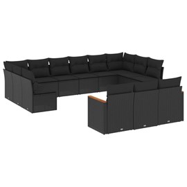 Maison exclusive - salon de jardin avec coussins 13 pcs noir résine tressée