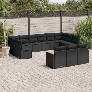 Maison exclusive - salon de jardin avec coussins 13 pcs noir résine tressée