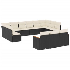 Maison exclusive - salon de jardin avec coussins 13 pcs noir résine tressée