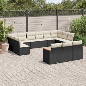 Maison exclusive - salon de jardin avec coussins 13 pcs noir résine tressée