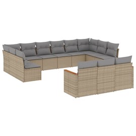 Maison exclusive - salon de jardin avec coussins 13 pcs beige résine tressée