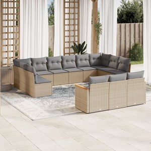 Maison exclusive - salon de jardin avec coussins 13 pcs beige résine tressée