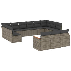 Maison exclusive - salon de jardin avec coussins 13 pcs gris résine tressée