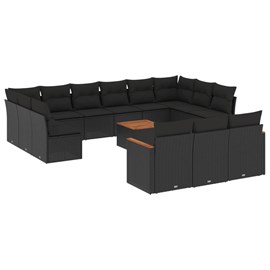 Maison exclusive - salon de jardin avec coussins 14 pcs noir résine tressée