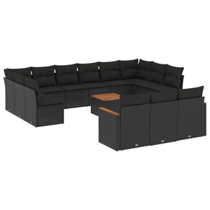 Maison exclusive - salon de jardin avec coussins 14 pcs noir résine tressée