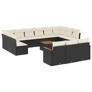 Maison exclusive - salon de jardin avec coussins 14 pcs noir résine tressée