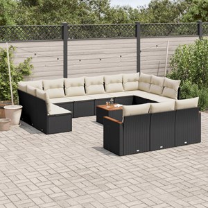 Maison exclusive - salon de jardin avec coussins 14 pcs noir résine tressée