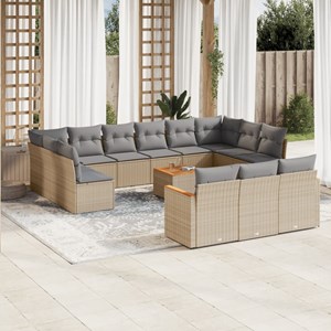 Maison exclusive - salon de jardin avec coussins 14 pcs beige résine tressée