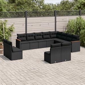Maison exclusive - salon de jardin 12 pcs avec coussins noir résine tressée