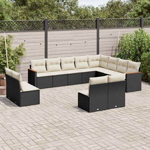 Maison exclusive - salon de jardin 12 pcs avec coussins noir résine tressée