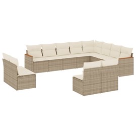 Maison exclusive - salon de jardin avec coussins 12 pcs beige résine tressée