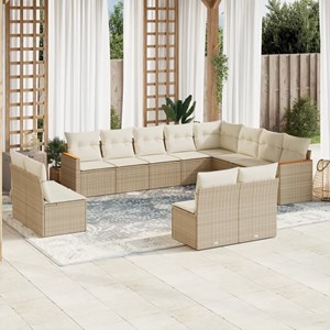 Maison exclusive - salon de jardin avec coussins 12 pcs beige résine tressée