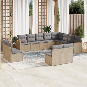 Maison exclusive - salon de jardin avec coussins 12 pcs beige résine tressée