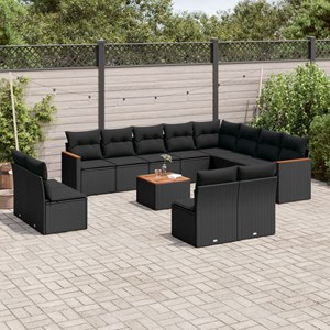 Maison exclusive - salon de jardin avec coussins 13 pcs noir résine tressée
