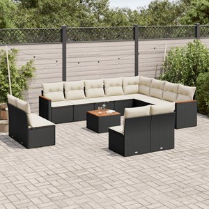 Maison exclusive - salon de jardin avec coussins 13 pcs noir résine tressée