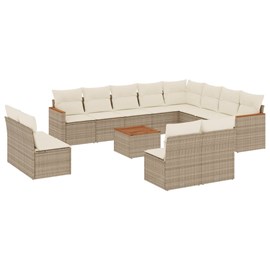 Maison exclusive - salon de jardin avec coussins 13 pcs beige résine tressée